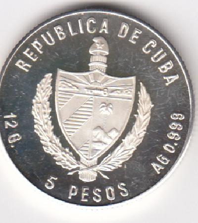 Beschrijving: 5 Pesos S-OLYMPIC 84 RUNNER